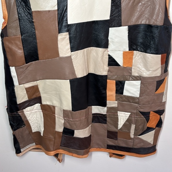 Vintage 70’s Lester Conklin Patchwork Leather Vest - Picture 7 of 9